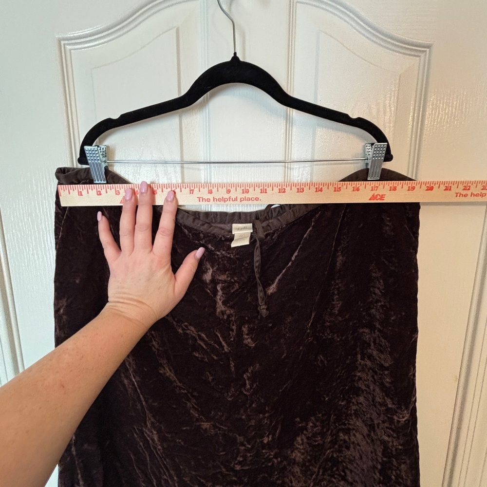J. Jill Rich Brown Velvet Maxi Skirt Women’s XLT or Extra Large Tall Drawstring - Picture 6 of 6